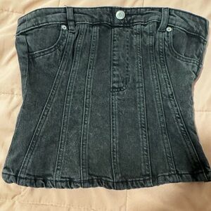 NWT Black / dark grey corset demin top by H&M size XS